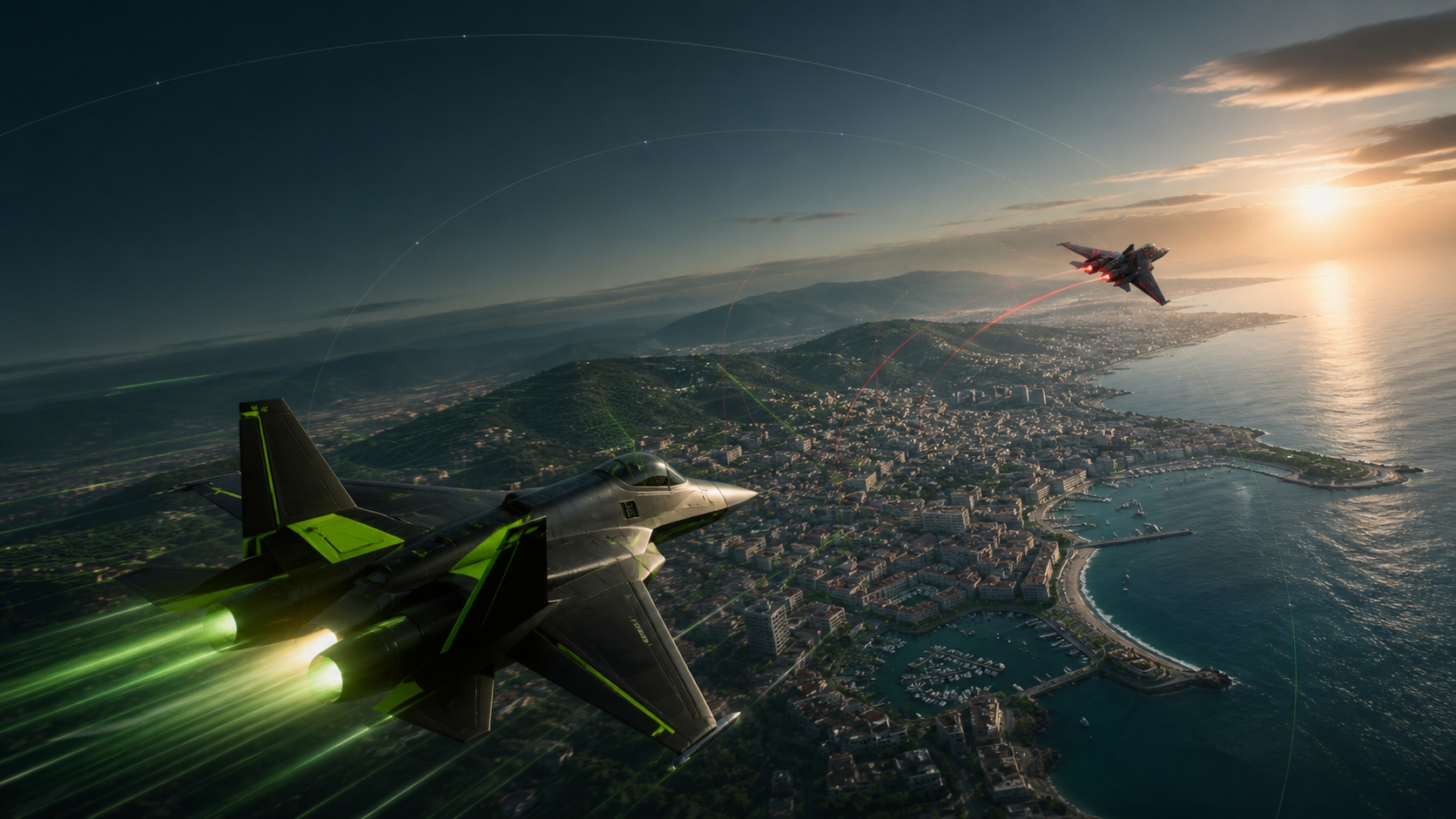 Real-Earth aerial chase over Barcelona